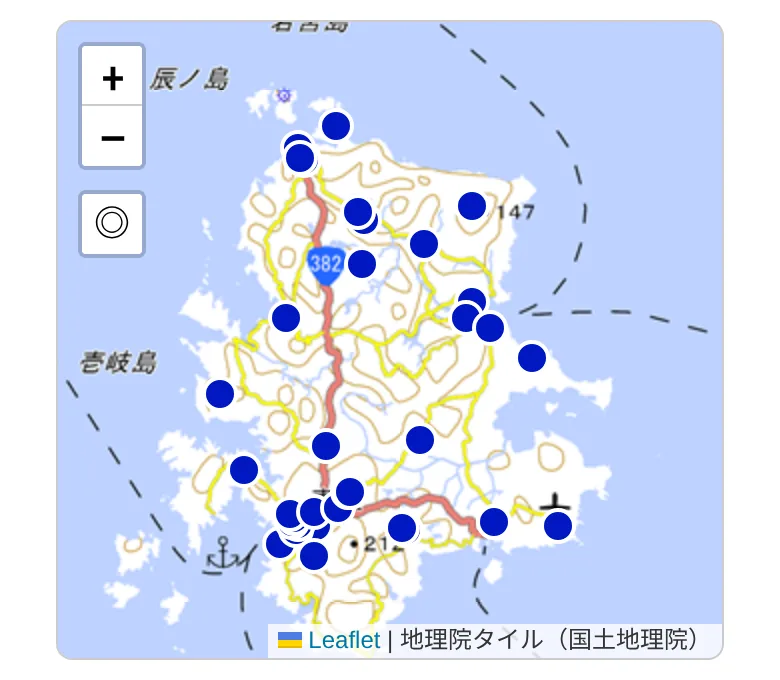 島の地図と一覧から探す
